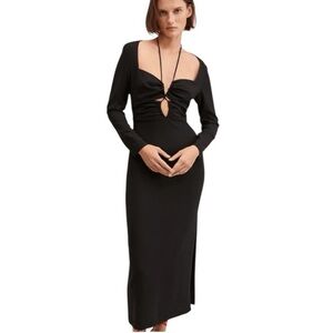 Mango Nazca Black Long Sleeve Dress Size 2